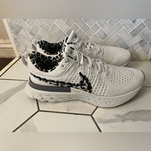 Nike React Infinity Run FK 2- White and Leopard Pattern Sneakers